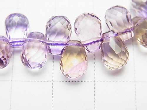 [Video] [One of a kind] High Quality Ametrine AAA Drop Faceted Briolette Bracelet NO.61