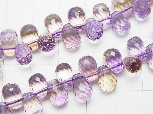 [Video] [One of a kind] High Quality Ametrine AAA Drop Faceted Briolette Bracelet NO.61