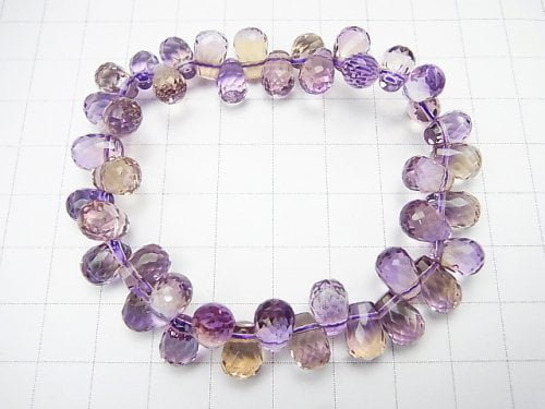 [Video] [One of a kind] High Quality Ametrine AAA Drop Faceted Briolette Bracelet NO.61