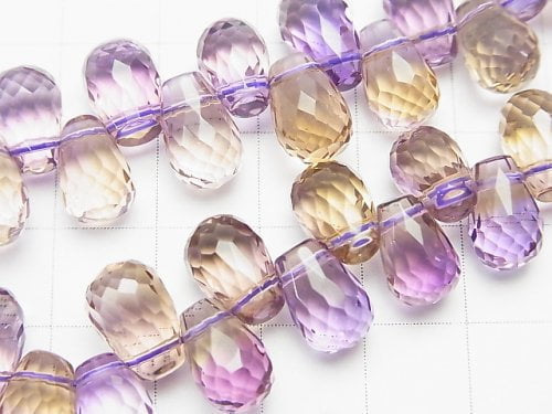 [Video] [One of a kind] High Quality Ametrine AAA Drop Faceted Briolette Bracelet NO.66