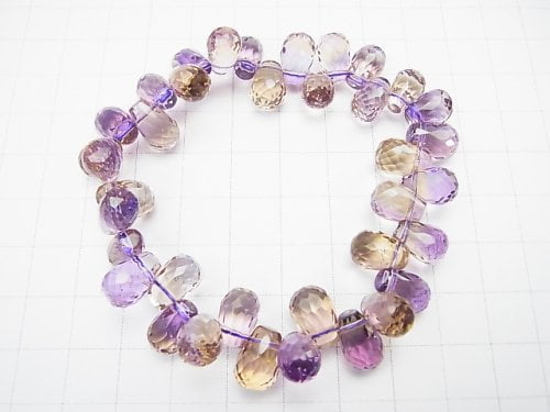 [Video] [One of a kind] High Quality Ametrine AAA Drop Faceted Briolette Bracelet NO.66