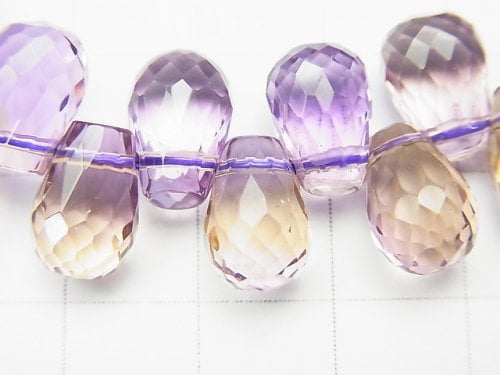 [Video] [One of a kind] High Quality Ametrine AAA Drop Faceted Briolette Bracelet NO.68