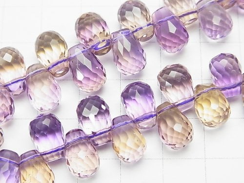 [Video] [One of a kind] High Quality Ametrine AAA Drop Faceted Briolette Bracelet NO.68