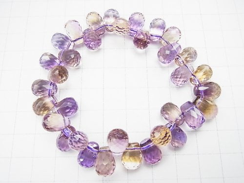 [Video] [One of a kind] High Quality Ametrine AAA Drop Faceted Briolette Bracelet NO.68