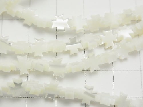 Mother of Pearl MOP White Cross 6 x 6 x 2 mm half or 1 strand beads (aprx.15 inch / 38 cm)