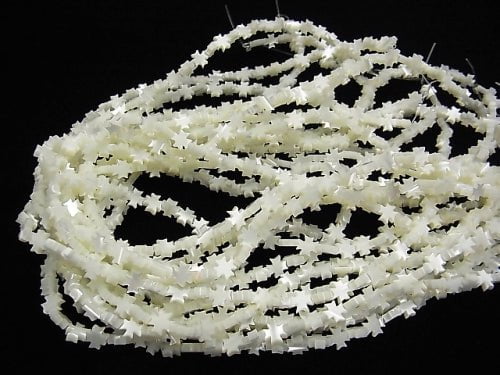 Mother of Pearl MOP White Cross 6 x 6 x 2 mm half or 1 strand beads (aprx.15 inch / 38 cm)