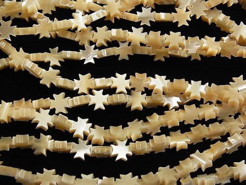 Mother of Pearl MOP Cross 6 x 6 x 2 mm Beige half or 1 strand beads (aprx.15 inch / 36 cm)