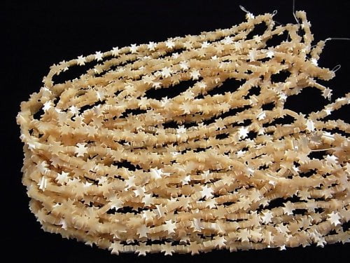 Mother of Pearl MOP Cross 6 x 6 x 2 mm Beige half or 1 strand beads (aprx.15 inch / 36 cm)