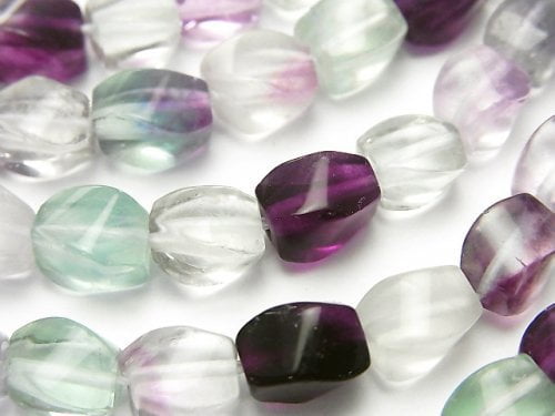 Fluorite, Rice, Twist Gemstone Beads