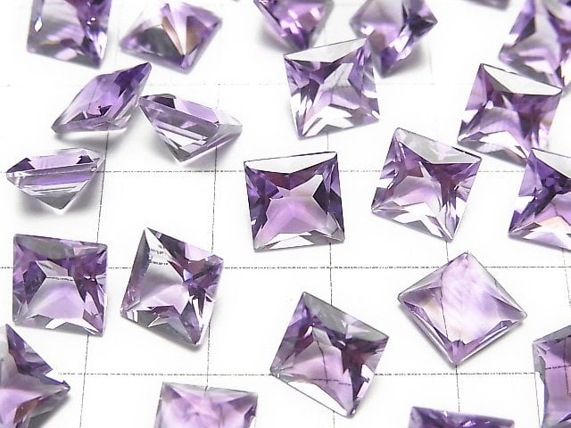 [Video]High Quality Amethyst AAA Loose stone Princess cut 8x8mm 3pcs