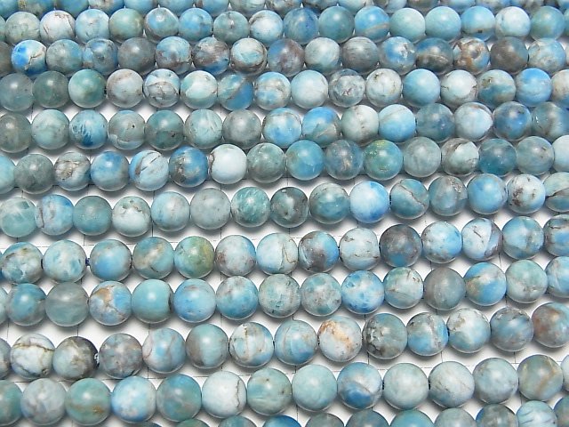 [Video] Madagascar Frost Blue Apatite AA+ Round 6mm 1strand beads (aprx.15inch/38cm)