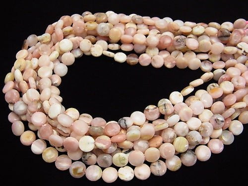 1strand $12.99! With Dendrite Pink Opal Coin 8x8x3mm 1strand beads (aprx.15inch / 38cm)