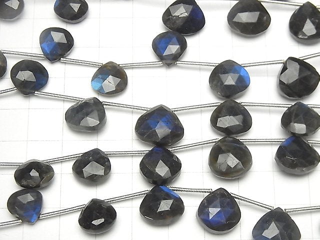 [Video] High Quality Black Labradorite AA++ Chestnut Faceted Briolette 1strand beads (aprx.6inch / 16cm)