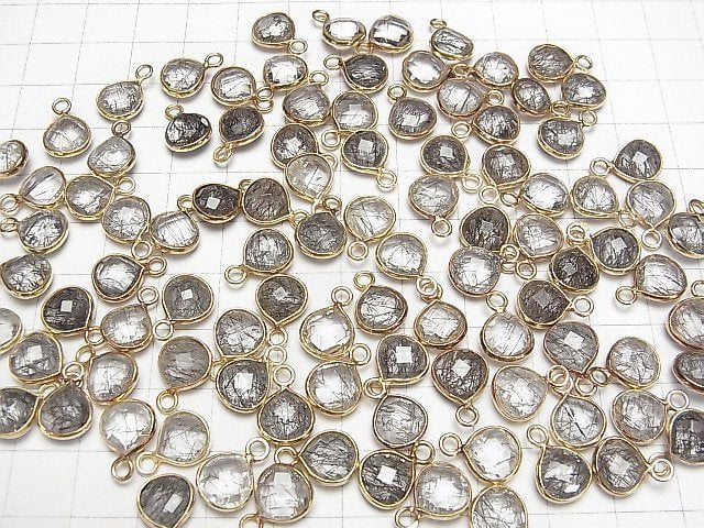 [Video]High Quality Tourmaline Quartz AAA Bezel Setting Chestnut Shape 9x9mm 18KGP 3pcs