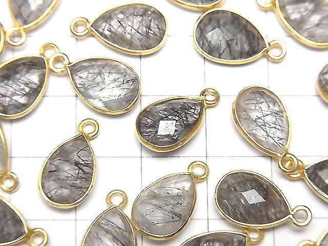 [Video]High Quality Tourmaline Quartz AAA- Bezel Setting Faceted Pear Shape 13x9mm 18KGP 2pcs