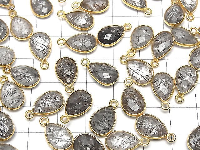 [Video]High Quality Tourmaline Quartz AAA- Bezel Setting Faceted Pear Shape 13x9mm 18KGP 2pcs