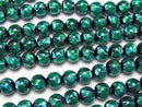 [Video] Lampwork Beads Round 10mm [Light Blue x Green] 1/4 or 1strand beads (aprx.14inch/34cm)