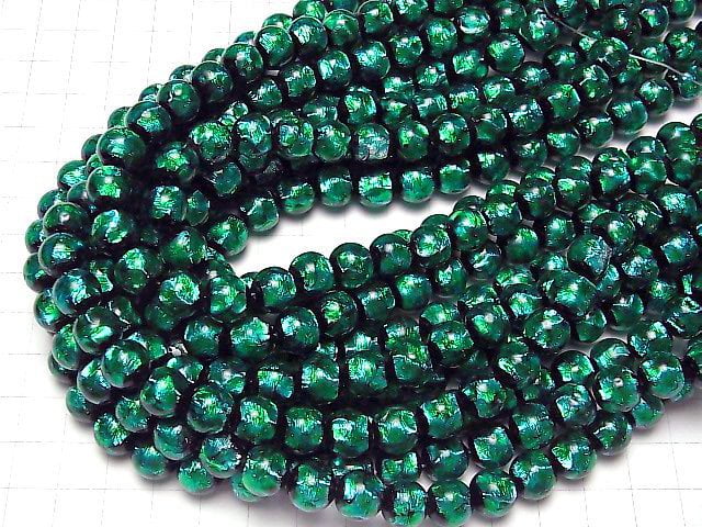 [Video] Lampwork Beads Round 10mm [Light Blue x Green] 1/4 or 1strand beads (aprx.14inch/34cm)