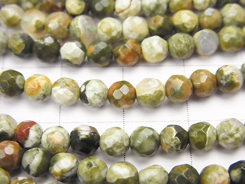 1strand $8.79! Rainforest Rhyolite  32Faceted Round 4mm 1strand beads (aprx.15inch/38cm)
