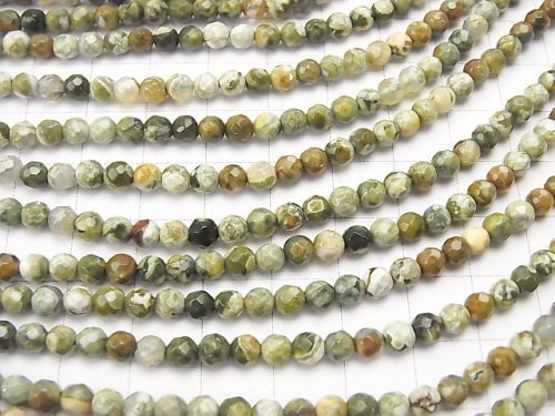 1strand $8.79! Rainforest Rhyolite  32Faceted Round 4mm 1strand beads (aprx.15inch/38cm)