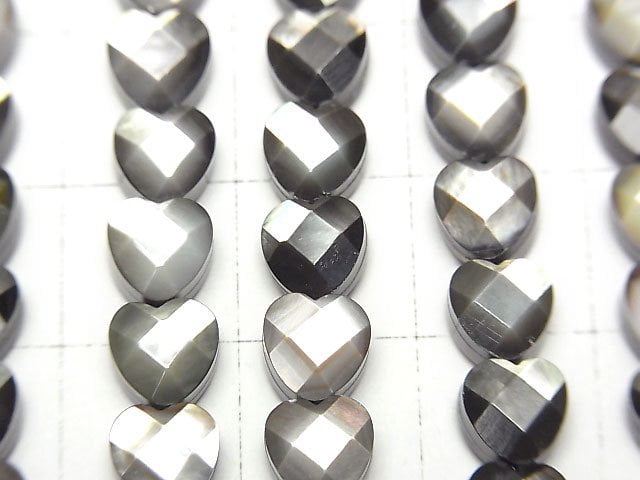 [Video] High quality black shell (Black-lip Oyster) Vertical hole heart cut 6x6x4mm 1/4 or 1strand beads (aprx.15inch/38cm)