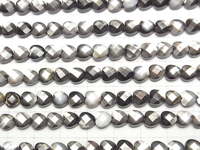 [Video] High Quality Black Shell (Black-lip Oyster) Vertical Hole Heart cut 6 x 6 x 4 mm 1/4 or 1 strand beads (aprx.15 inch / 38 cm)