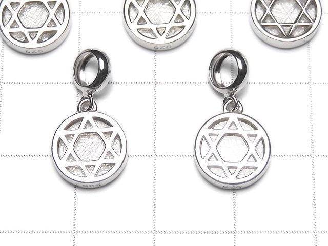 Meteorite Hexagram Coin Pendant 9x9x2mm Silver925