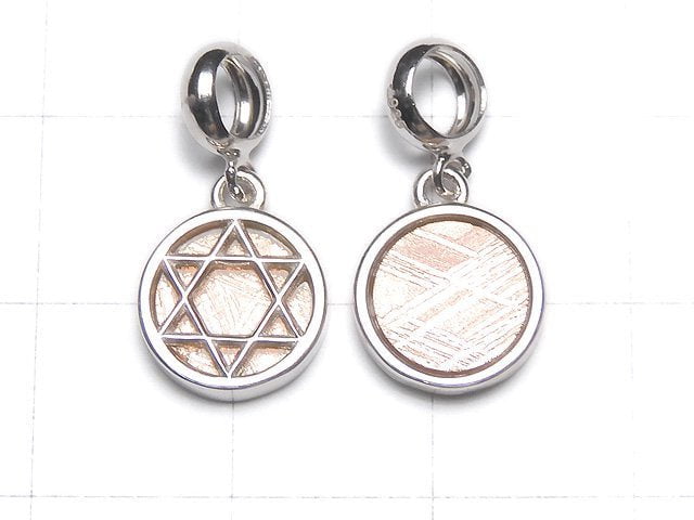 Meteorite hexagonal star Coin Pendant 9 x 9 x 2 mm Pinkgold Silver 925