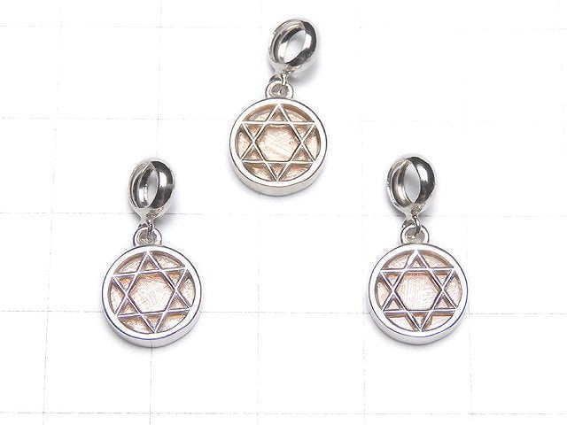 Meteorite hexagonal star Coin Pendant 9 x 9 x 2 mm Pinkgold Silver 925