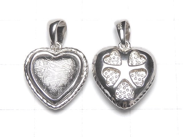 Meteorite (Muonionalusta) Heart Pendant 14 x 14 x 5 mm Silver 925