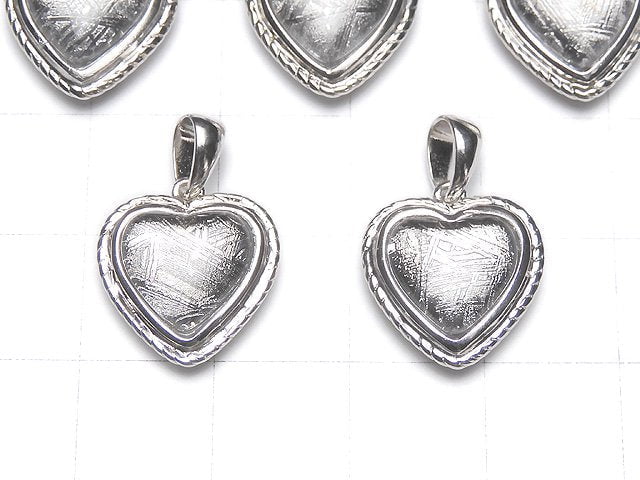 Meteorite (Muonionalusta) Heart Pendant 14 x 14 x 5 mm Silver 925