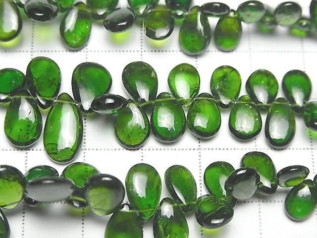 [Video] High Quality Chrome Diopside AAA - Pear Shape (Smooth) Half or 1 Strand Beads (approx. 7 inches/18 cm)