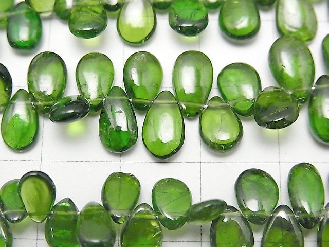 [Video] High Quality Chrome Diopside AAA- Pear shape (Smooth) half or 1strand beads (aprx.7inch / 18cm)