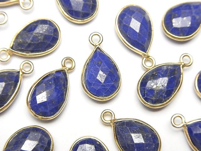 [Video] Lapislazuli AAA Bezel Setting Faceted Pear Shape 13x9mm 18KGP 3pcs