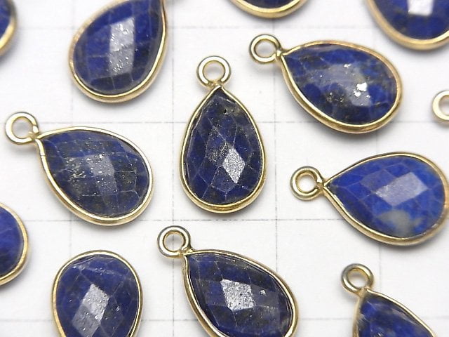 [Video] Lapislazuli AAA Bezel Setting Faceted Pear Shape 13x9mm 18KGP 3pcs