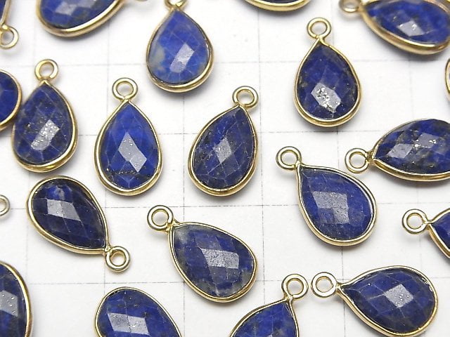 [Video] Lapislazuli AAA Bezel Setting Faceted Pear Shape 13x9mm 18KGP 3pcs