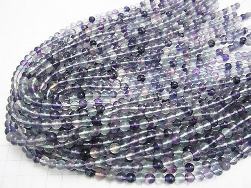 Mongolian multi-color Fluorite AAA- Round 6mm half or 1strand beads (aprx.15inch/38cm)