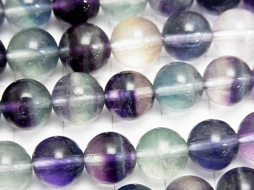 Mongolian multicolor Fluorite AAA Round 10 mm half or 1 strand beads (aprx.15 inch / 38 cm)