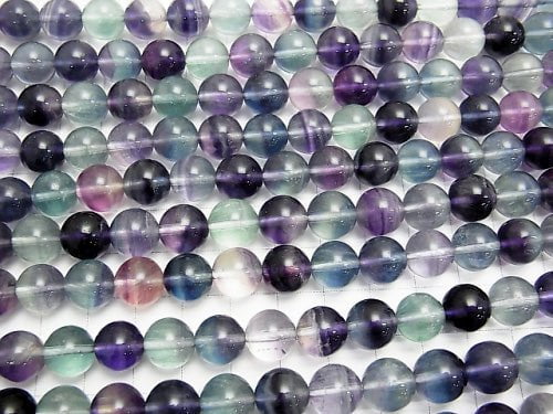 Mongolian multicolor Fluorite AAA Round 10 mm half or 1 strand beads (aprx.15 inch / 38 cm)