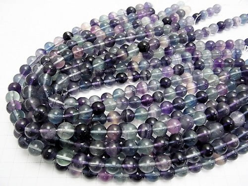 Mongolian multicolor Fluorite AAA Round 10 mm half or 1 strand beads (aprx.15 inch / 38 cm)