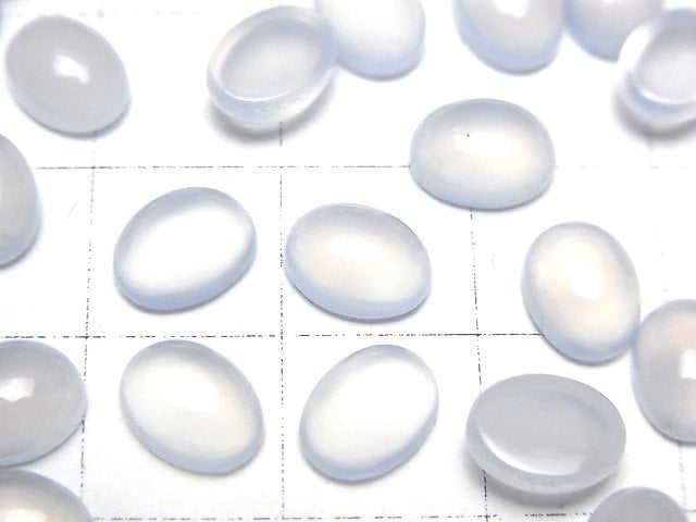 [Video]High Quality Blue Chalcedony AAA Oval Cabochon 8x6mm 5pcs