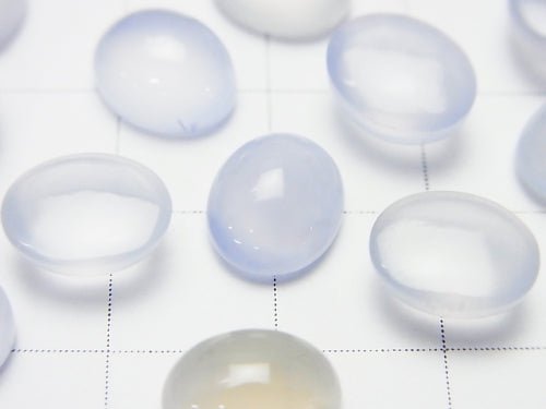 High Quality Blue Chalcedony AAA Oval Cabochon 10x8mm 3pcs