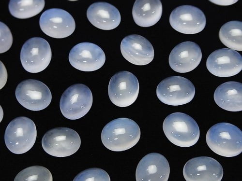 High Quality Blue Chalcedony AAA Oval Cabochon 10x8mm 3pcs