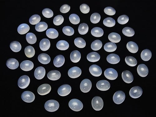 High Quality Blue Chalcedony AAA Oval Cabochon 10x8mm 3pcs