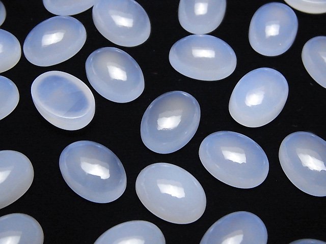 [Video]High Quality Blue Chalcedony AAA Oval Cabochon 14x10mm 1pc