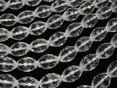 [Video] High Quality! Crystal AAA Faceted Rice 14 x 10 x 10 mm 1/4 or 1 strand beads (aprx.15 inch / 36 cm)
