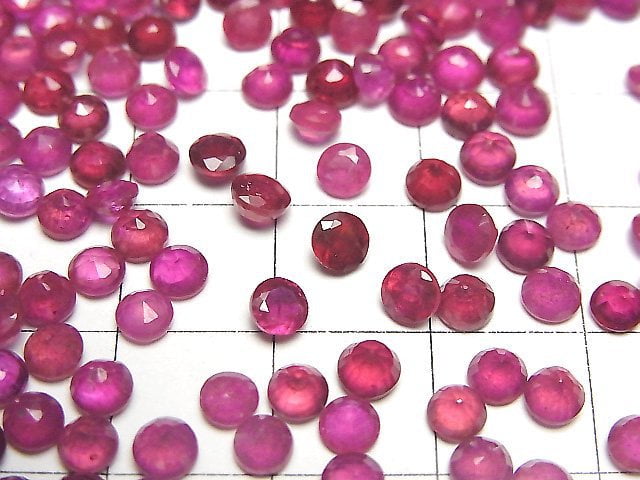 [Video]Ruby AA++ Loose stone Round Faceted 4x4mm 5pcs