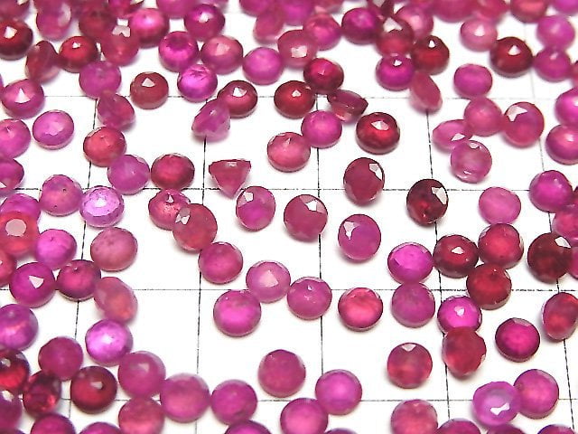 [Video]Ruby AA++ Loose stone Round Faceted 4x4mm 5pcs