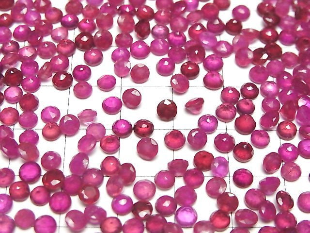 [Video]Ruby AA++ Loose stone Round Faceted 4x4mm 5pcs