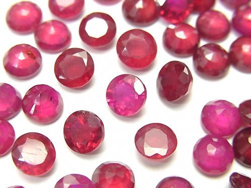 [Video]Ruby AA++ Loose stone Round Faceted 6x6mm 3pcs